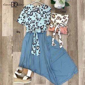 Blue cheetah maxi dress